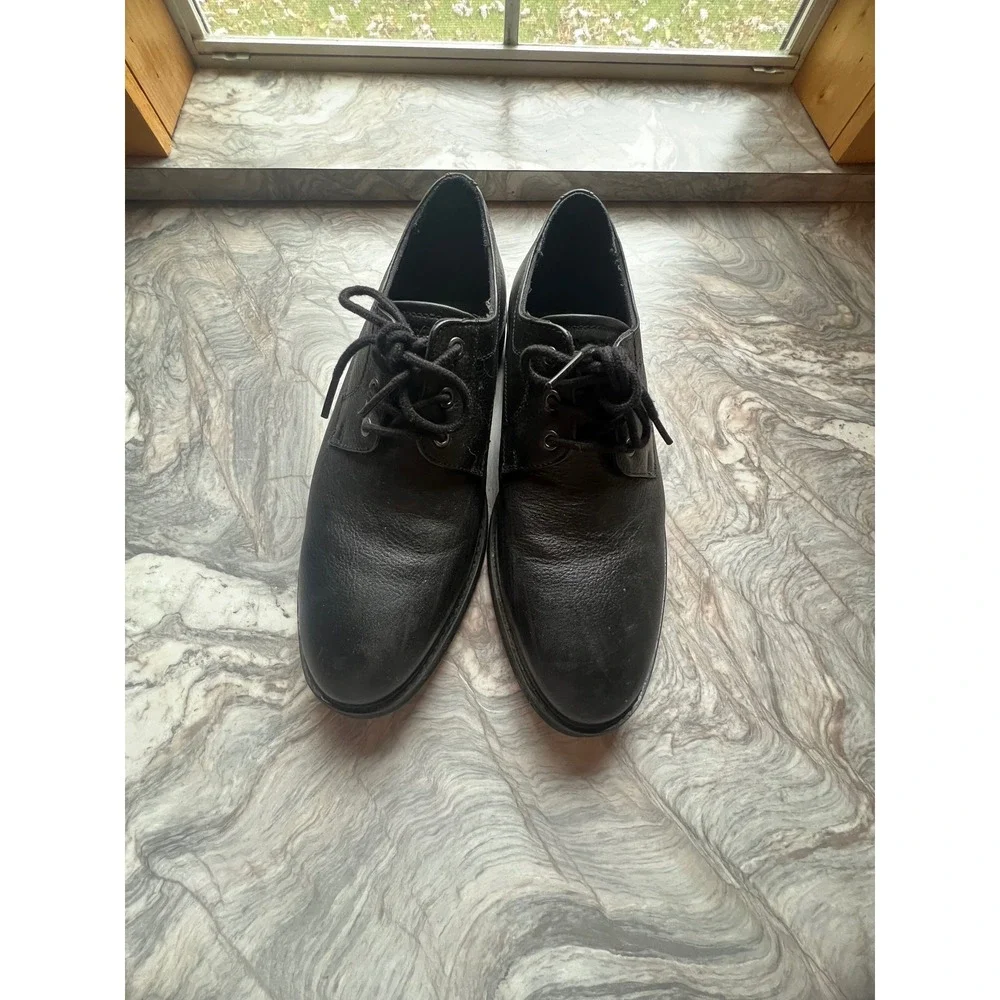 Hush Puppies Mens Black Leather Lace Up Oxford Shoes Size 10.5 Comfort‎ Bounce